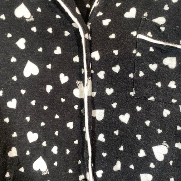 Simply Vera Vera Wang Black Hearts Button Up Sleep Shirt Women Sz M - Picture 6 of 9